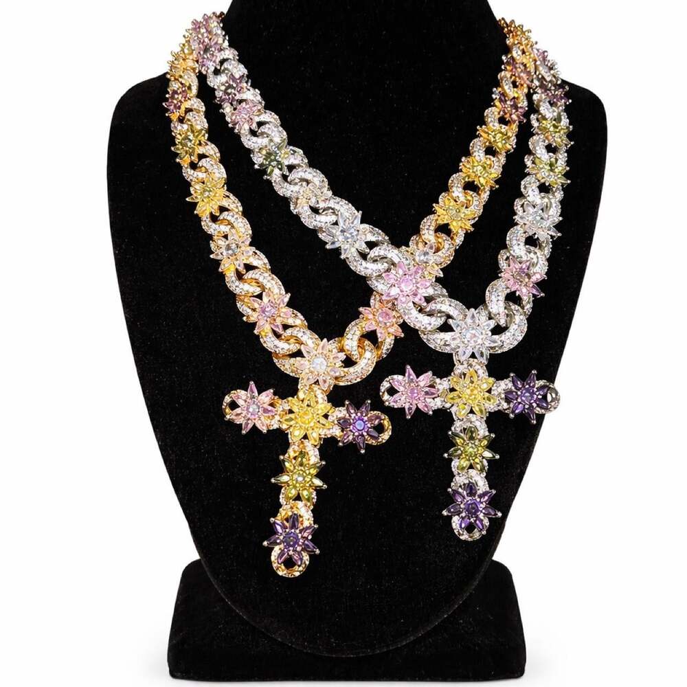 Multi Colored Cross Necklace Silver 3 De 0